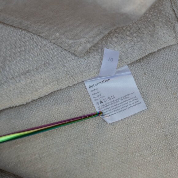 Reformation Mini Skirt Sz 10 W29 Linen Ecru Slit Hem Boho Festival Summer Chic - Picture 5 of 6